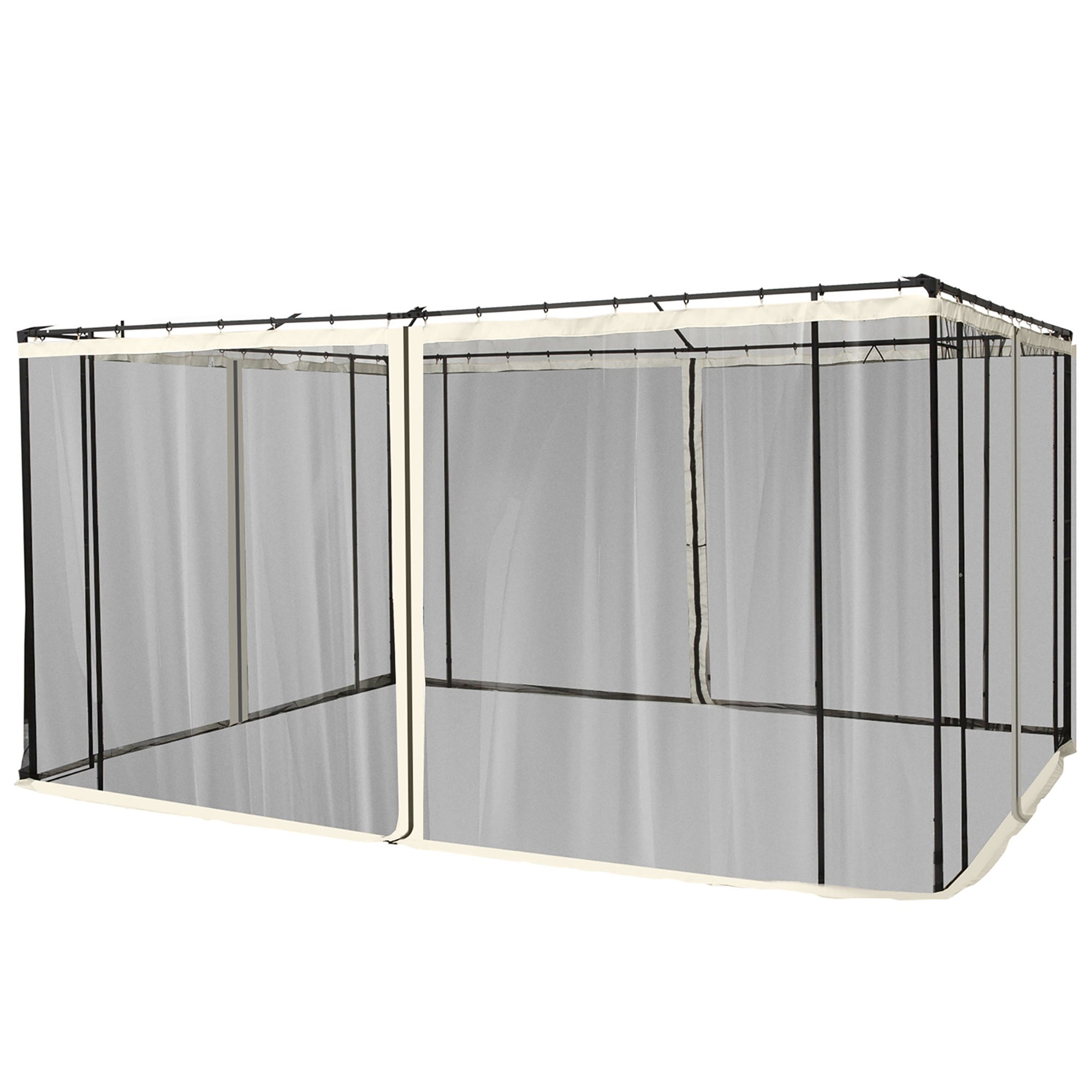 Plasa de tantari pentru foisor Outsunny, 352x207cm, Poliester, Negru/Bej