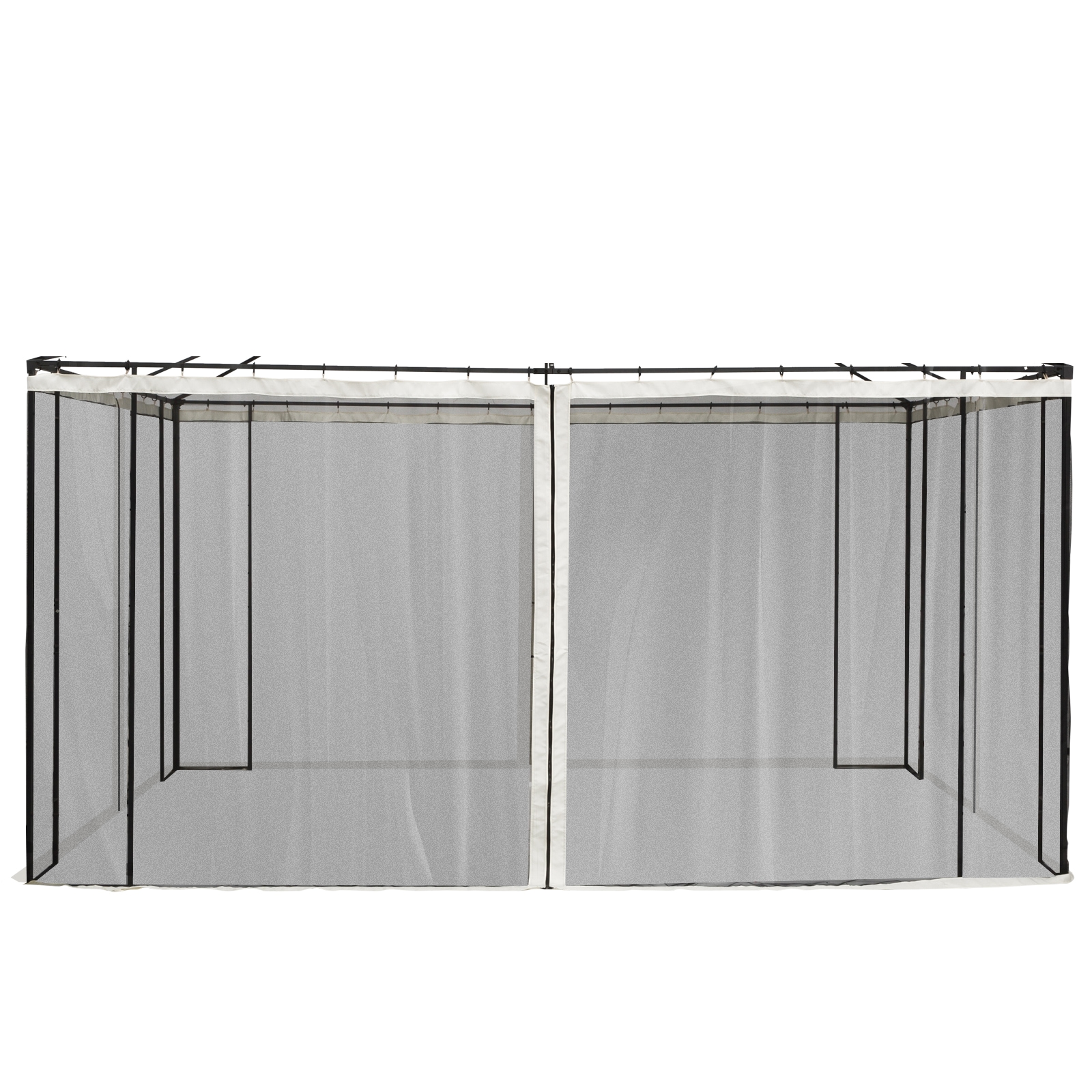 Plasa de tantari pentru foisor Outsunny, 352x207cm, Poliester, Negru/Bej