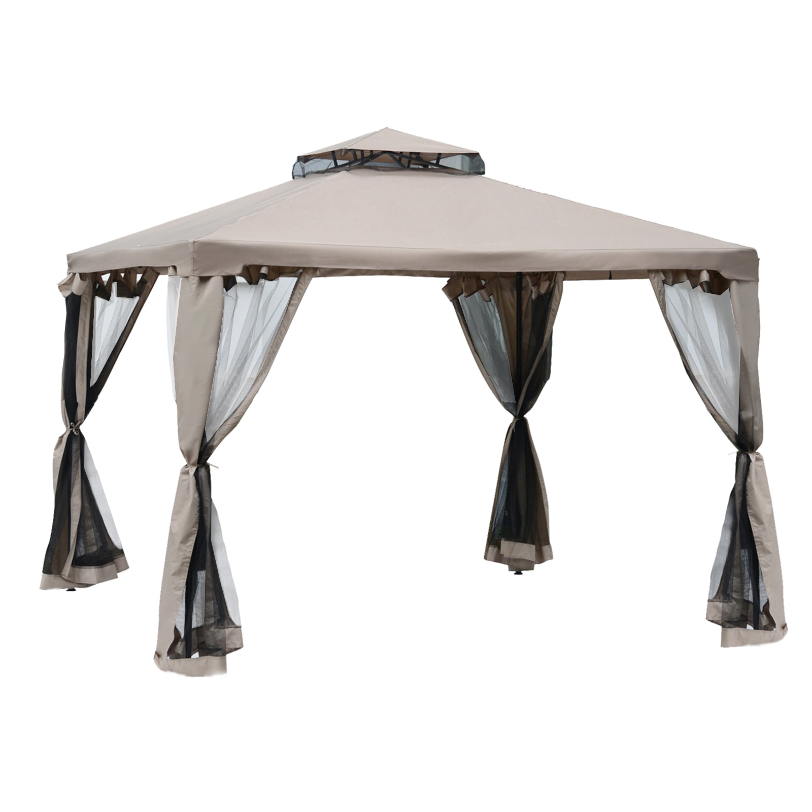 Cort pavilion de gradina Outsunny, 294x294cm, Metal/Poliester, Bej