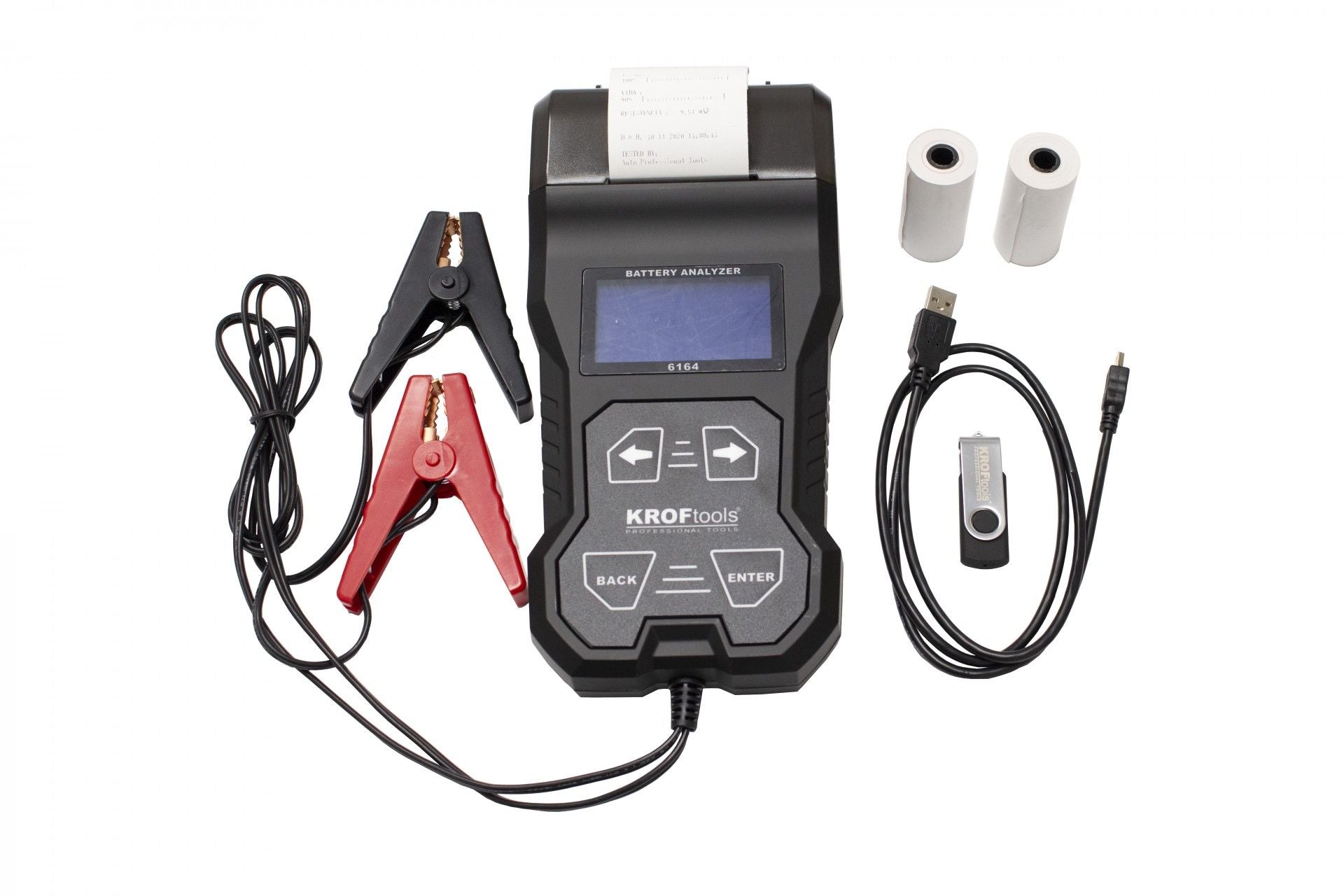 Tester baterie acumulatori auto KROFTOOLS, cu imprimanta, 6-12V, 12-24V