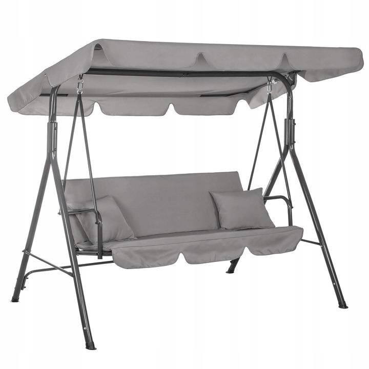 Balansoar gradina, 3 persoane, structura metal, 170 x 110 x 153 cm, gri