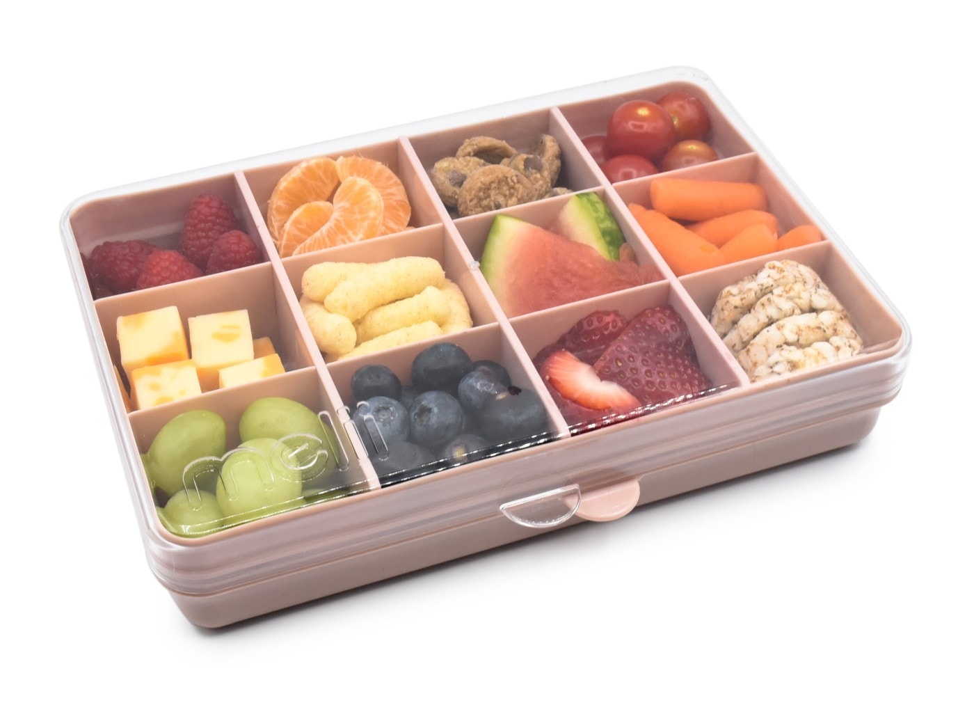 Cutie alimente Melii Snack, Cu 3 divizoare detasabile, Cu 12 compartimente, Roz