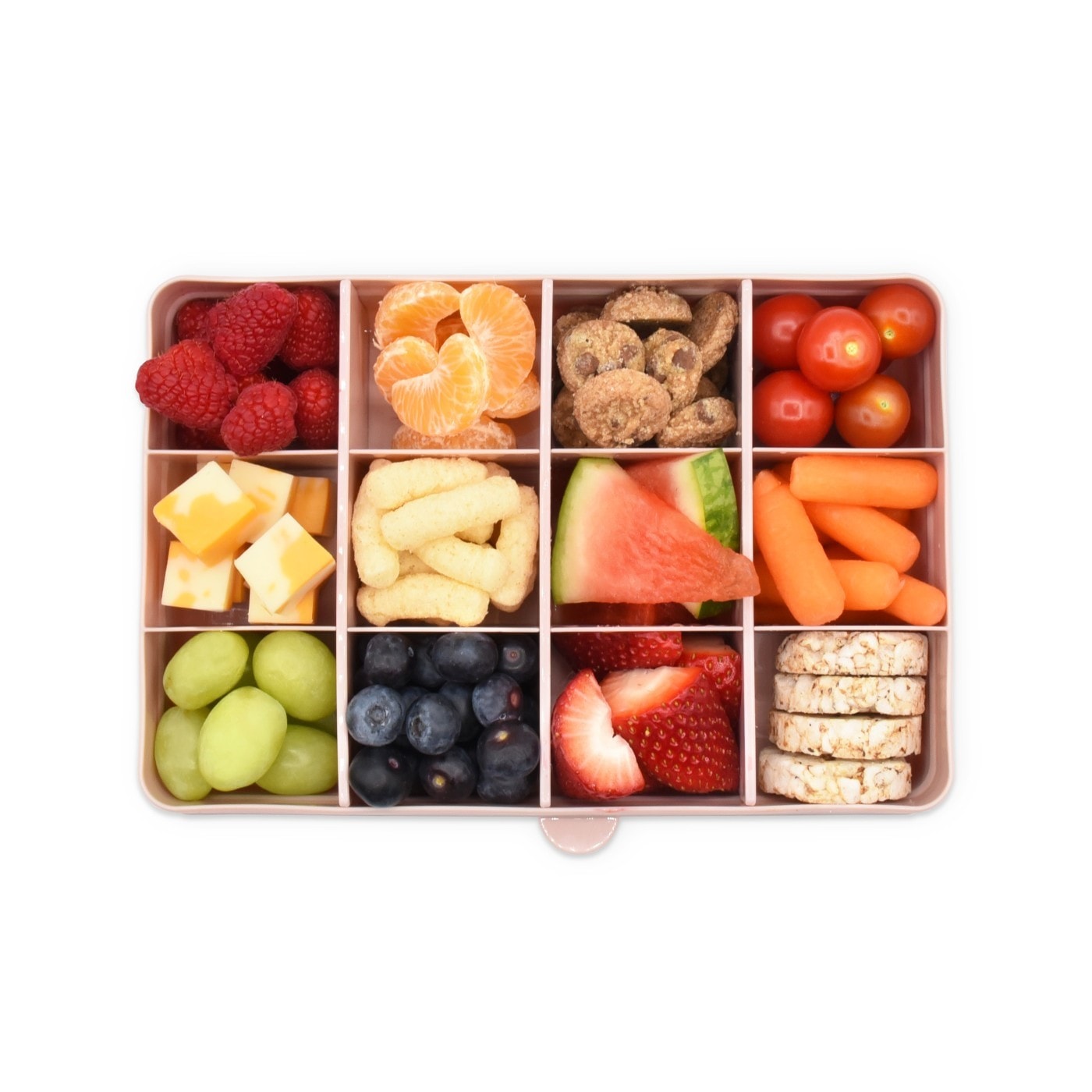 Cutie alimente Melii Snack, Cu 3 divizoare detasabile, Cu 12 compartimente, Roz