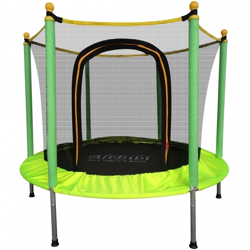 Trambulina AliBibi Fun 55, verde, diametru 144 cm ( 55 inch ), plasa de siguranta, plasa rezistenta UV, structura metal