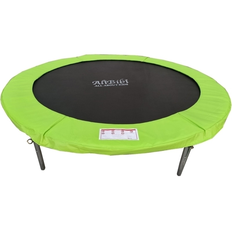 Trambulina AliBibi Fun 608, verde, diametru 244 cm ( 8 FT ), plasa de siguranta, scara inclusa, plasa rezistenta UV, structura metal