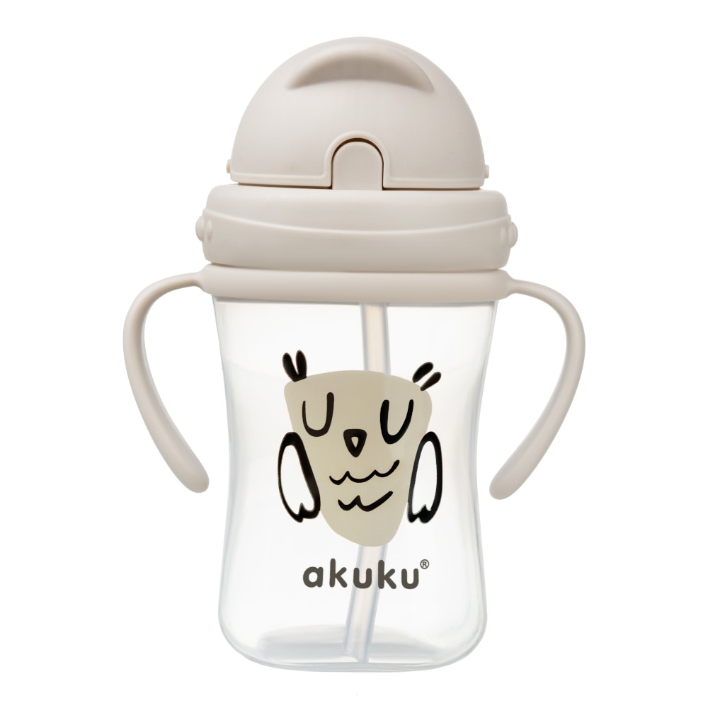 Cana cu pai din silicon Akuku A0204, 9-12 luni, 300 ml, Owl