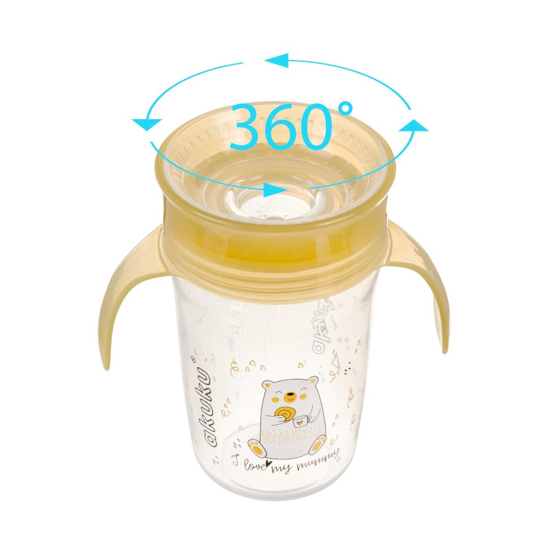 Cana anti-varsare cu manere Akuku, 360 grade, 260 ml, Yellow Bear