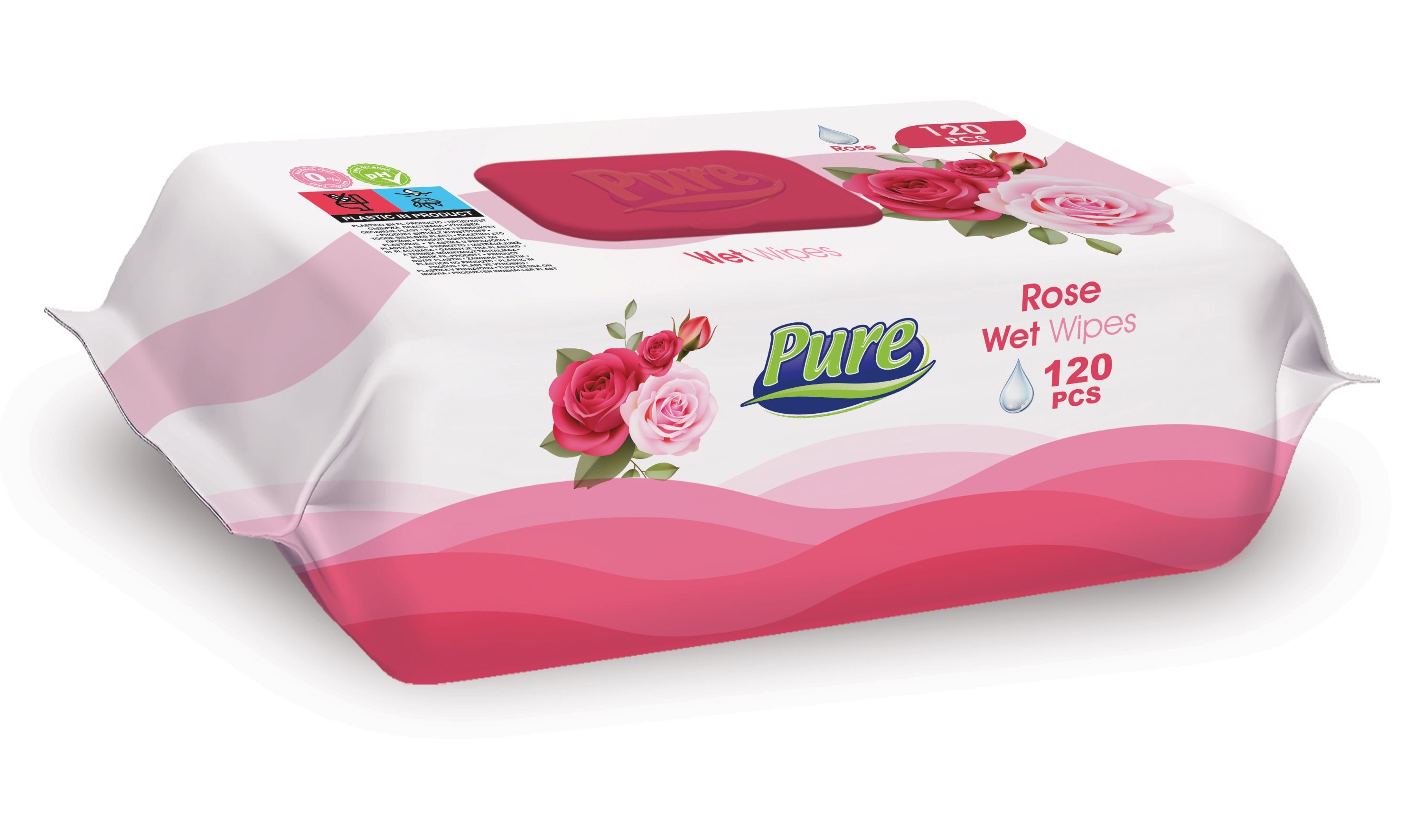 Servetele umede Pure, Trandafir, 120buc/pachet