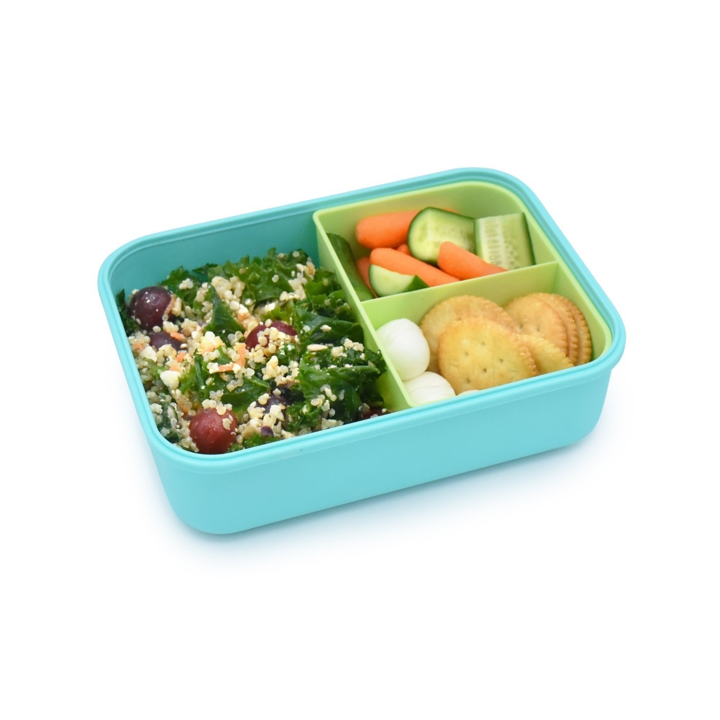 Cutie de pranz Melli, Bento, 1250 ml, Compartiment detasabil, Albastru/Mint/Lime