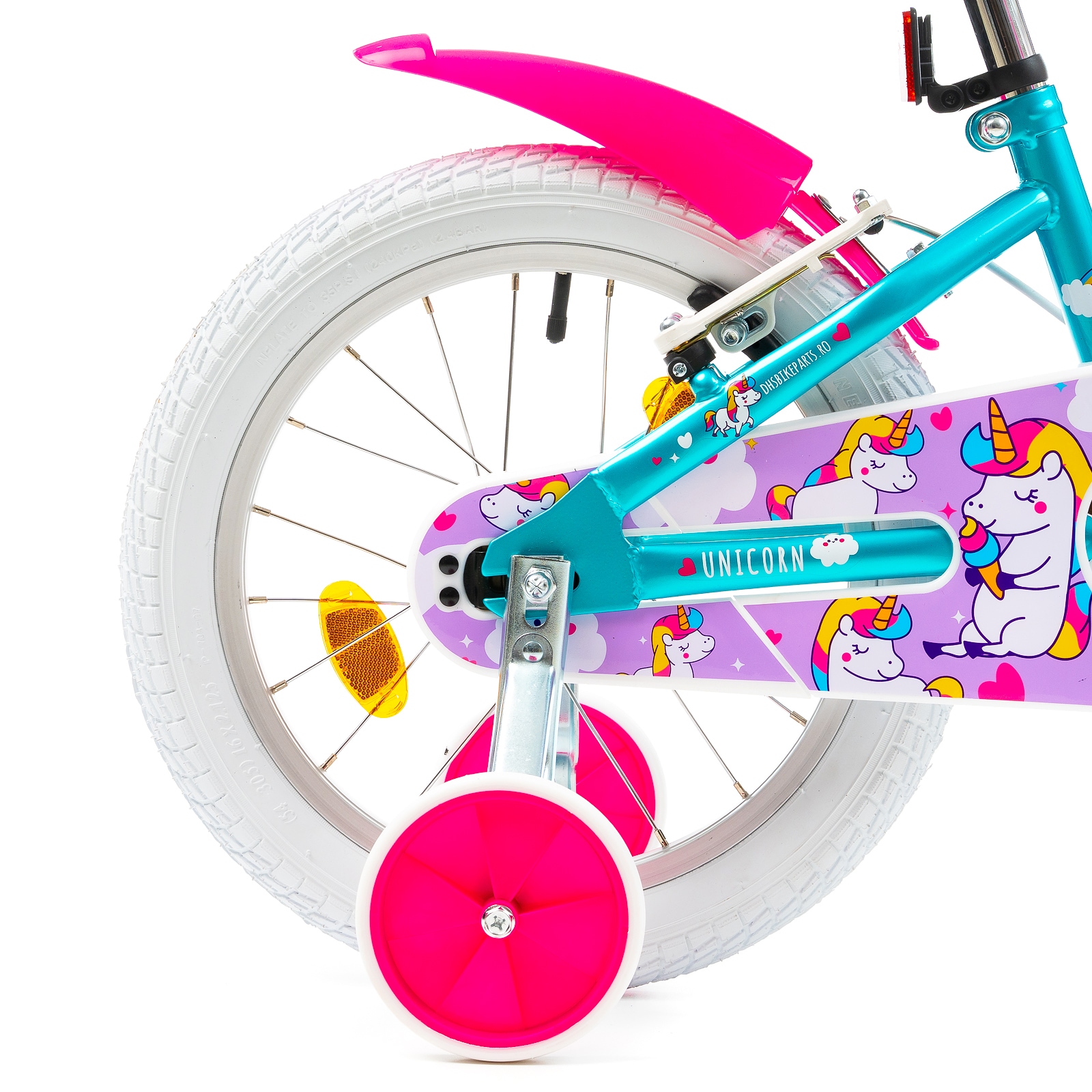 Bicicleta Copii DHS Unicorn, 16 inch, Roz/Albastru