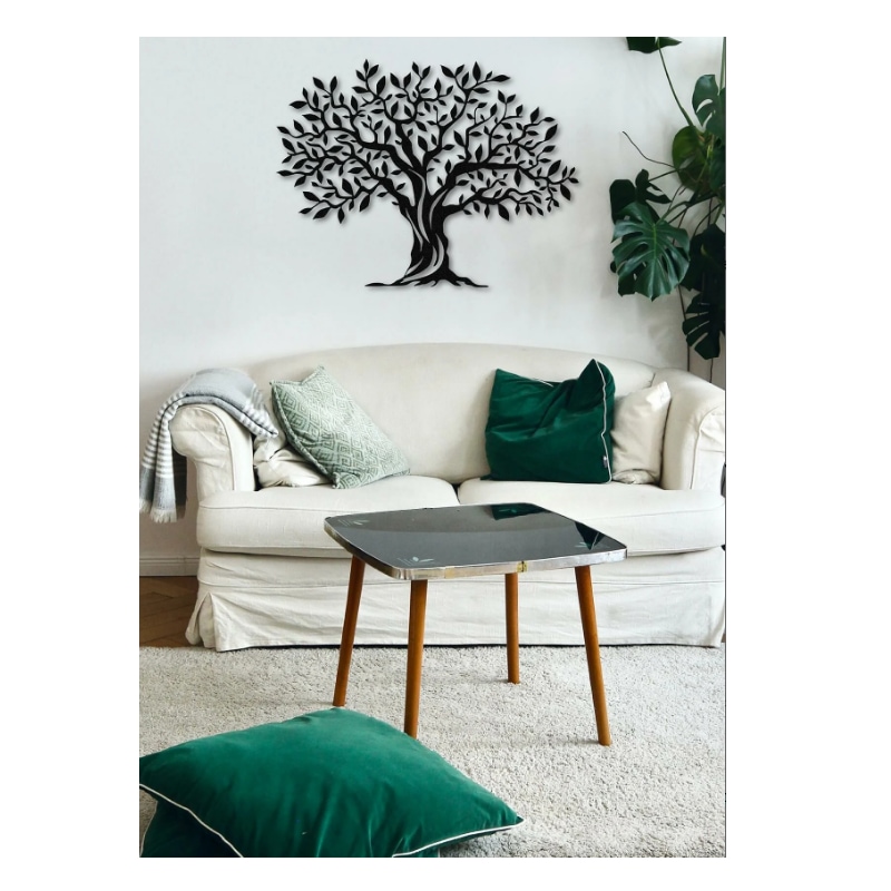 Panou metalic decorativ perete 3D, Deco Art Studio Casa, 69 x 52 cm, Copac, Negru