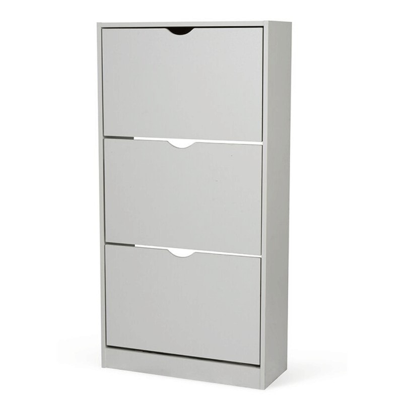 Dulap pentru depozitare pantofi KL Carey, 3 usi rabatabile, 6 rafturi, Pal Melaminat, 60 x 24 x 118 cm, gri