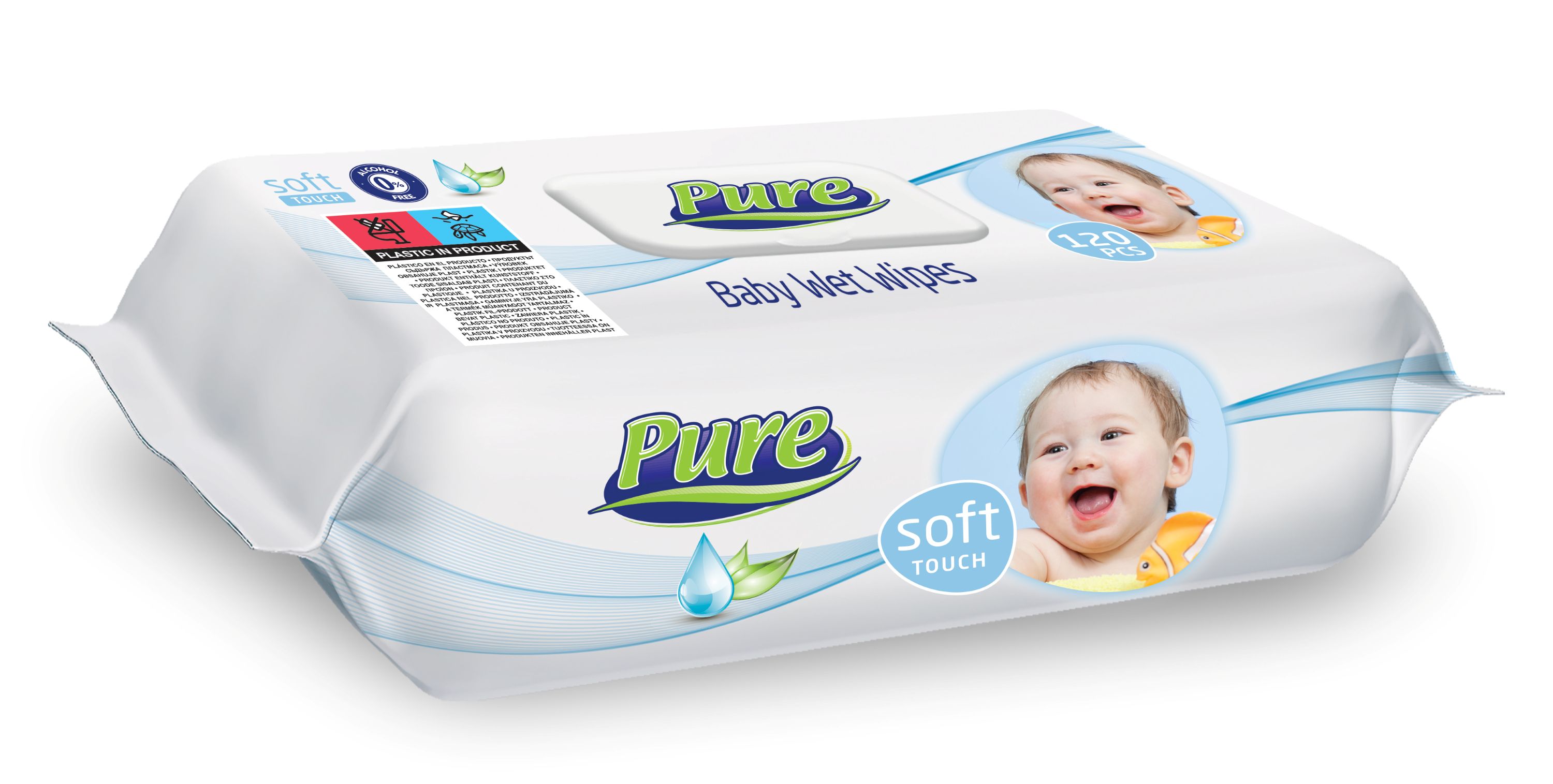 Set servetele umede Pure Premium, 12 pachete x 120 buc