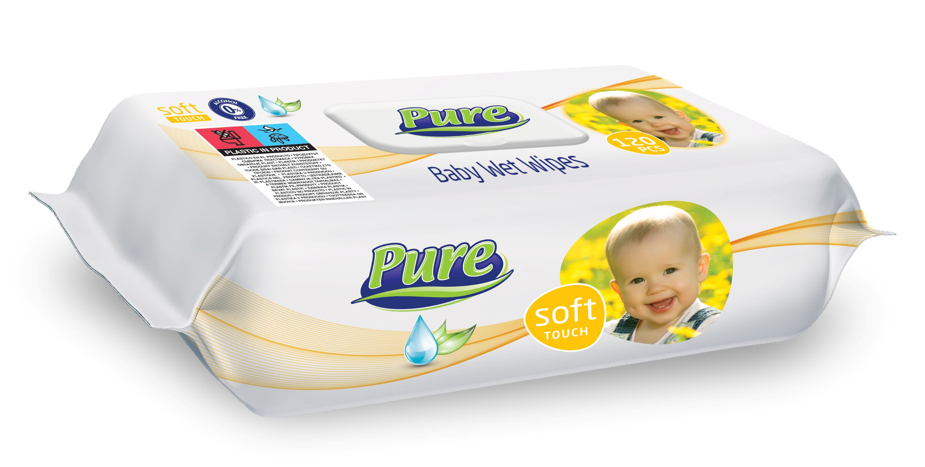 Set servetele umede Pure Premium, 12 pachete x 120 buc