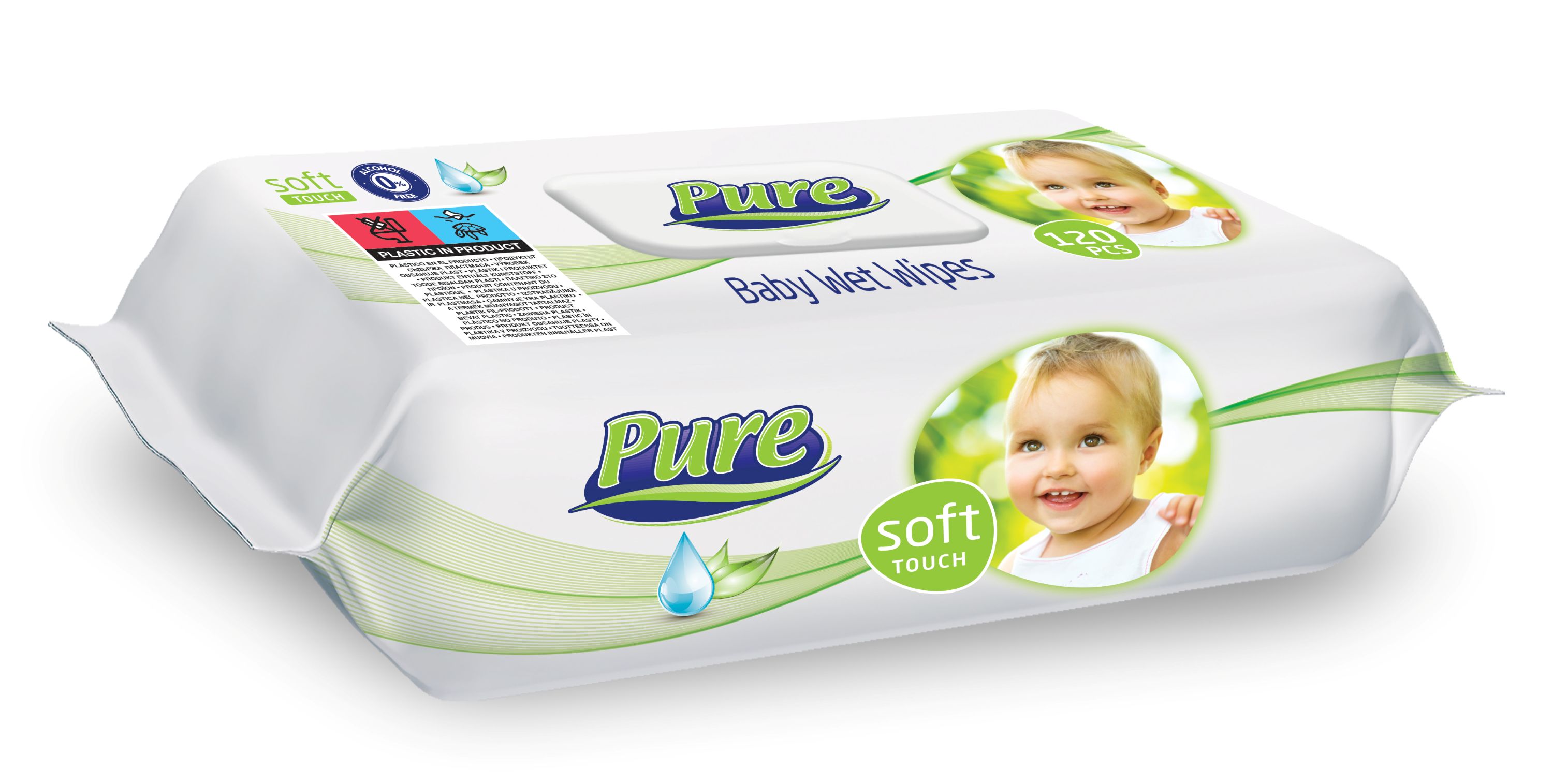 Set servetele umede Pure Premium, 12 pachete x 120 buc