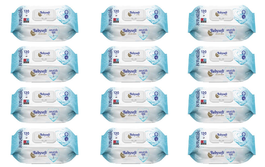 Set servetele umede BabySoft Sensitive, 12 x 120 buc