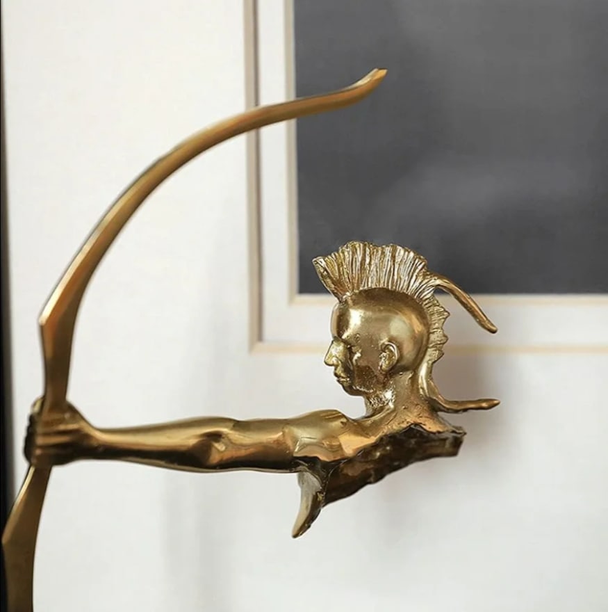 Statueta decorativa din metal, Ancient, 16x8x32cm, Auriu
