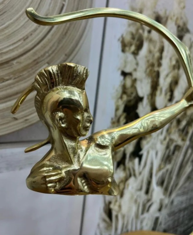 Statueta decorativa din metal, Ancient, 16x8x32cm, Auriu
