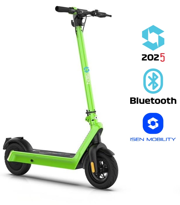 Trotineta electrica pliabila iSEN X9 Plus 2025 Verde, BT, 10 inch, 850W, autonomie maxima 65km, pana la 40km/h, baterie detasabila 15.6Ah