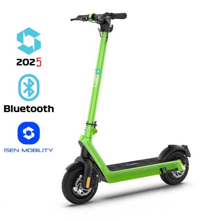 Trotineta electrica pliabila iSEN X9 Plus 2025 Verde, BT, 10 inch, 850W, autonomie maxima 65km, pana la 40km/h, baterie detasabila 15.6Ah