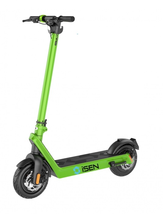 Trotineta electrica pliabila iSEN X9 Plus 2025 Verde, BT, 10 inch, 850W, autonomie maxima 65km, pana la 40km/h, baterie detasabila 15.6Ah