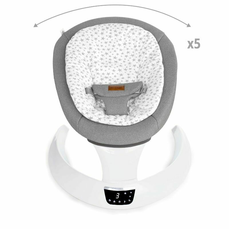 Balansoar electric Jane Moon, Cu 5 trepte de viteza, Timer 12 melodii si 5 sunete ale naturii, Conform cu standardul european EN 12790:2023, Star