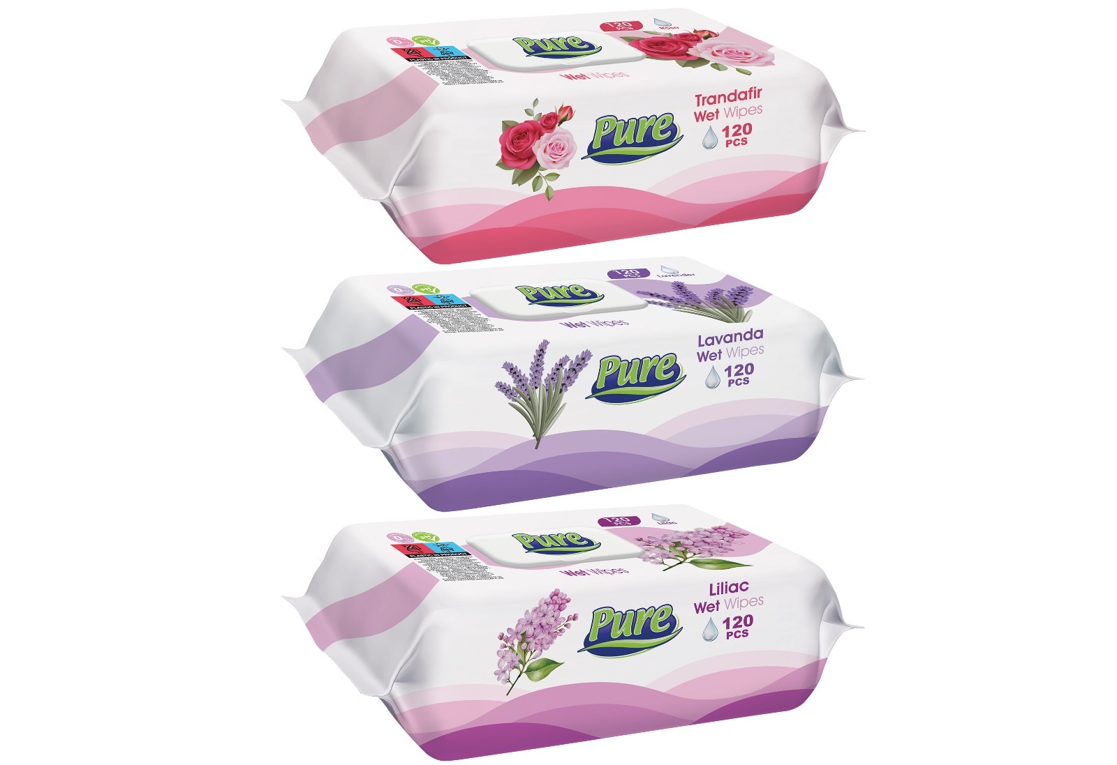 Set servetele umede Pure, 3 pachete x 120 buc 