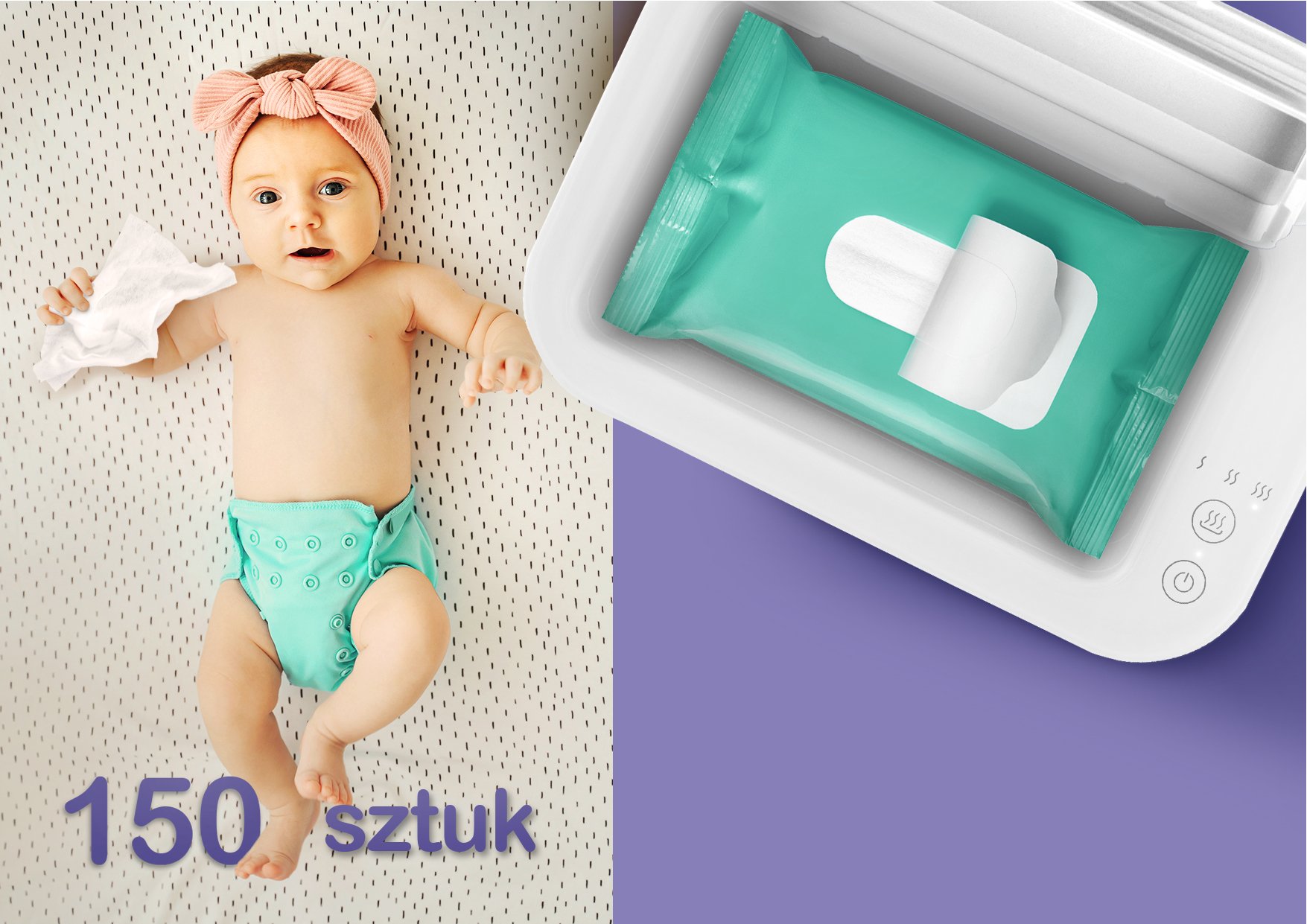 Incalzitor pentru servetele umede Neno Calor, 3 niveluri de incalzire, capacitate 150 buc, alb