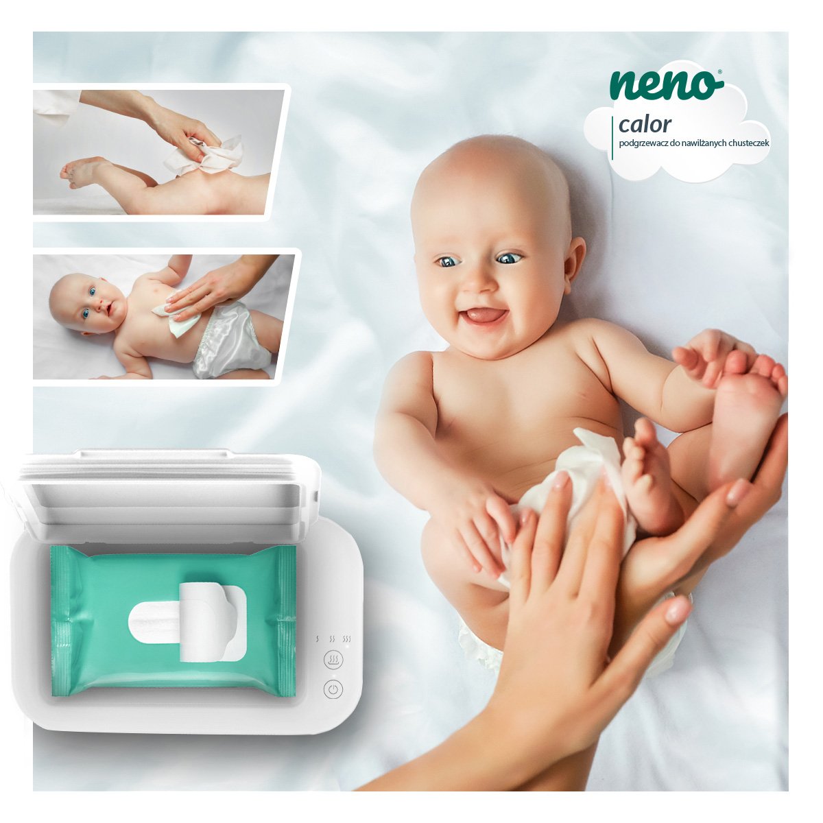 Incalzitor pentru servetele umede Neno Calor, 3 niveluri de incalzire, capacitate 150 buc, alb