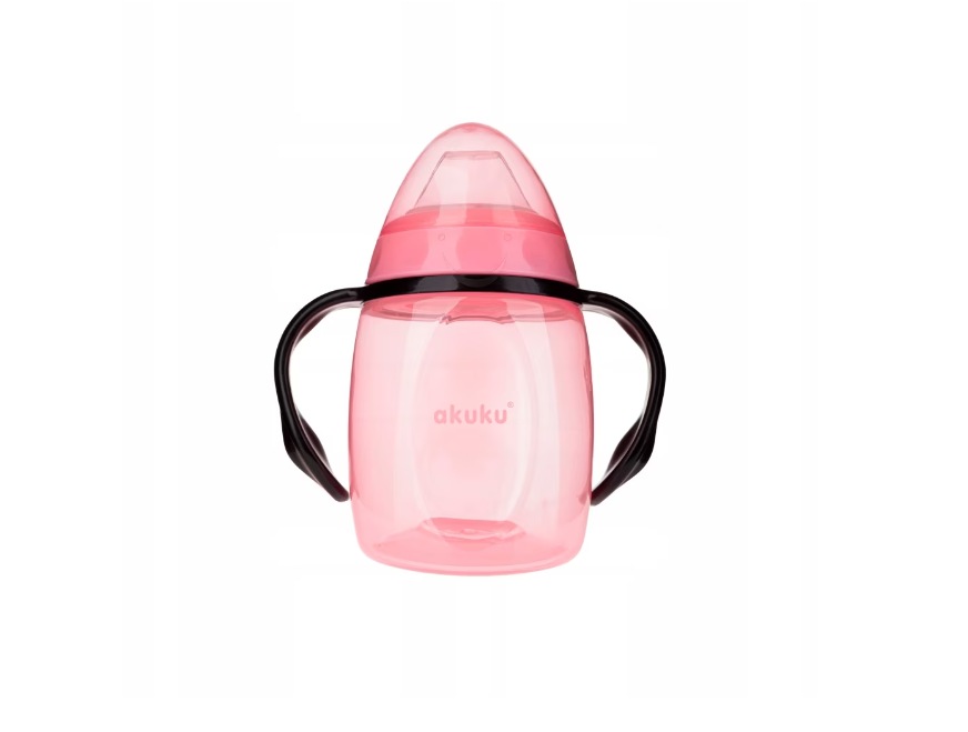Cana Akuku, Cu cioc din silicon, Cu manere, Capacitate 280 ml, Roz