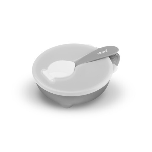 Castron Akuku, Cu lingurita si capac, Capacitate 250 ml, Gri