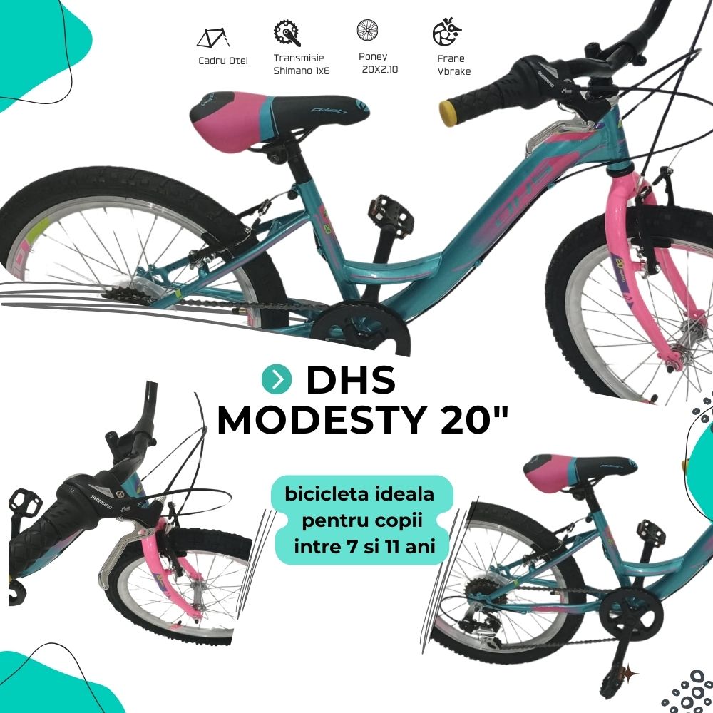 Bicicleta Copii DHS Modesty - 20 Inch, Albastru