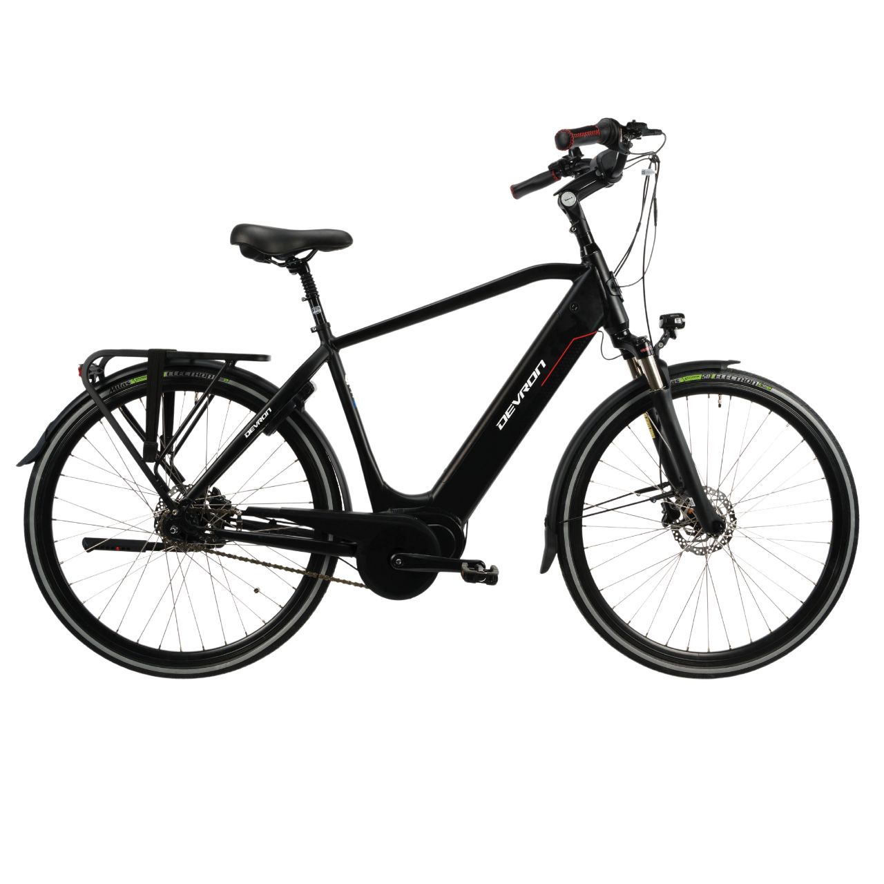 Bicicleta Electrica Devron 28427, roata 28", M, Disc Brake,  viteza maxima 25km/h, motor 250W, Negru