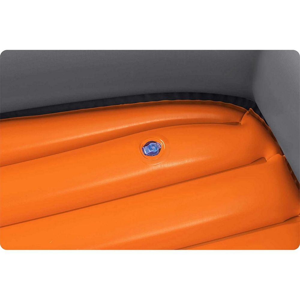 Barca gonflabila Bestway, un adult si un copil, 2 vasle din plastic, sarcina maxima 120 kg, pompa cu piston inclusa, 196 x 106 cm