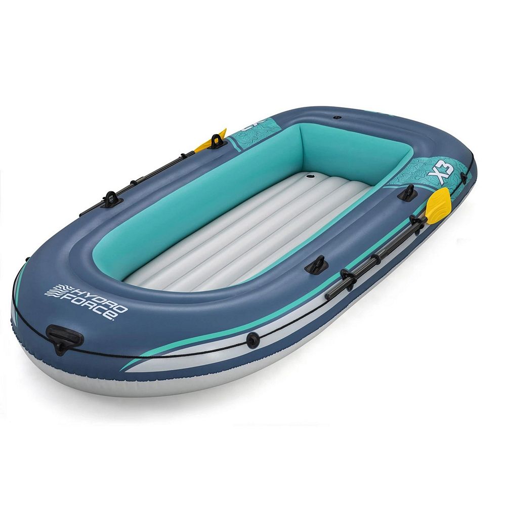 Barca gonflabila Bestway, 3 camere de aer, 3 adulti, 2 vasle din plastic, sarcina maxima 360 kg, pompa cu piston inclusa, 294 x 137 cm