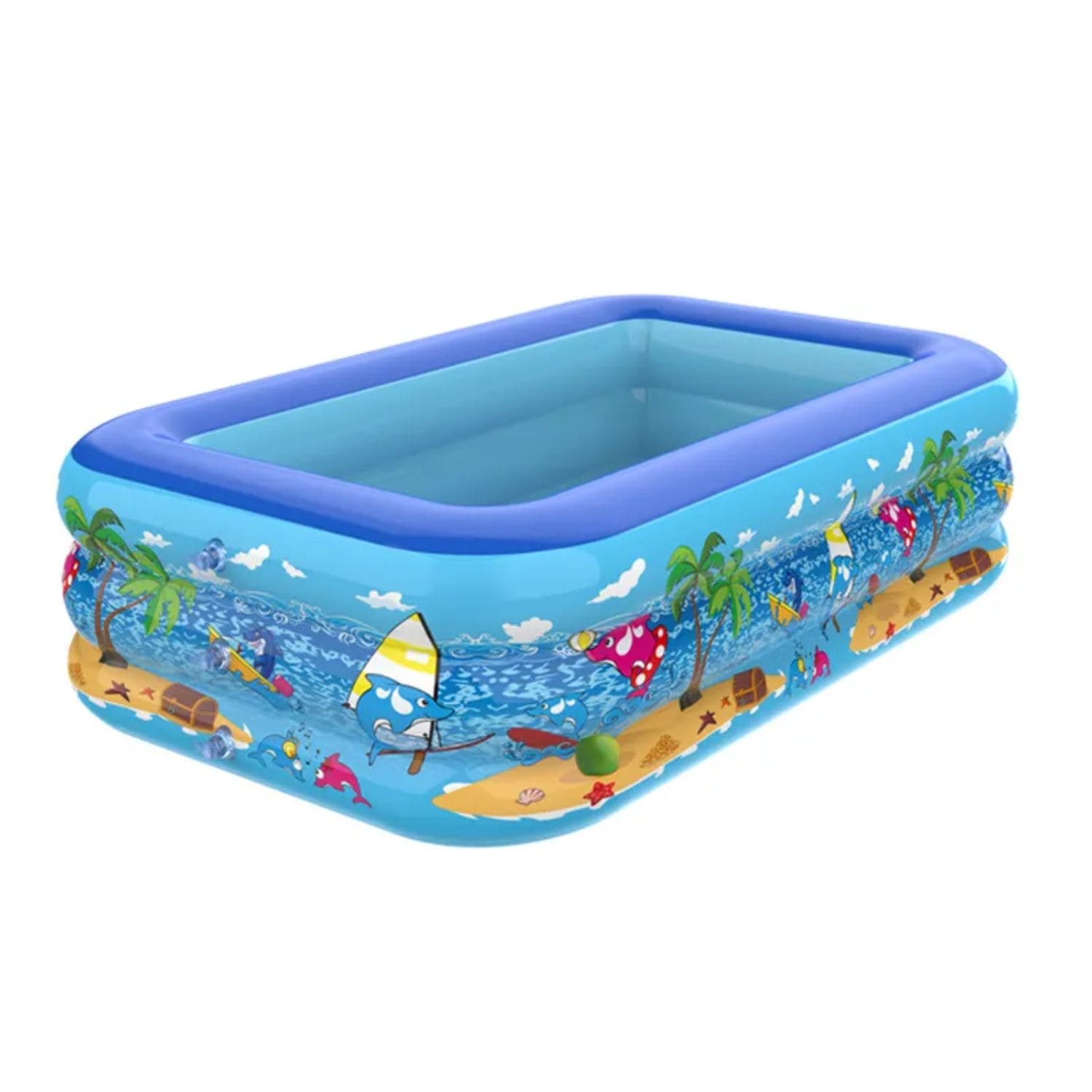Piscina gonflabila de exterior/gradina Simply Joy, 150 x 105 x 50 cm, Adulti si Copii, Podea Moale Gonflabila, 3 Inele Gonflabile, Dreptunghiulara, Instalare Usoara, PVC Rezistent