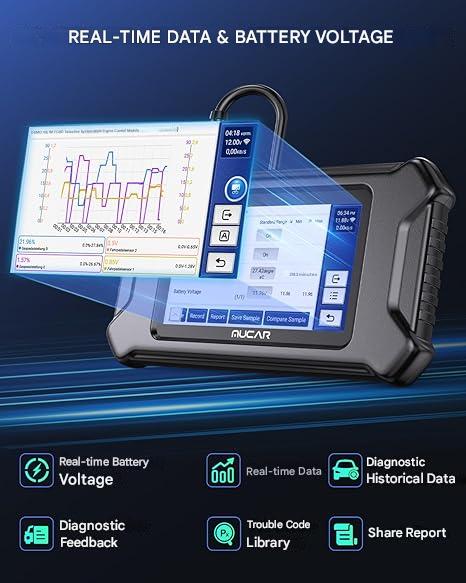 Tester diagnoza auto OBD2, 5 diagnostice de sistem motor/SRS/ABS/BCM/transmisie, Android 7.0, serviciu AutoVIN, test EVAP, test senzor O2, 32 GB ROM, universal