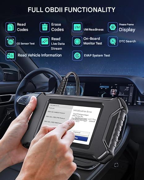 Tester diagnoza auto OBD2, 5 diagnostice de sistem motor/SRS/ABS/BCM/transmisie, Android 7.0, serviciu AutoVIN, test EVAP, test senzor O2, 32 GB ROM, universal