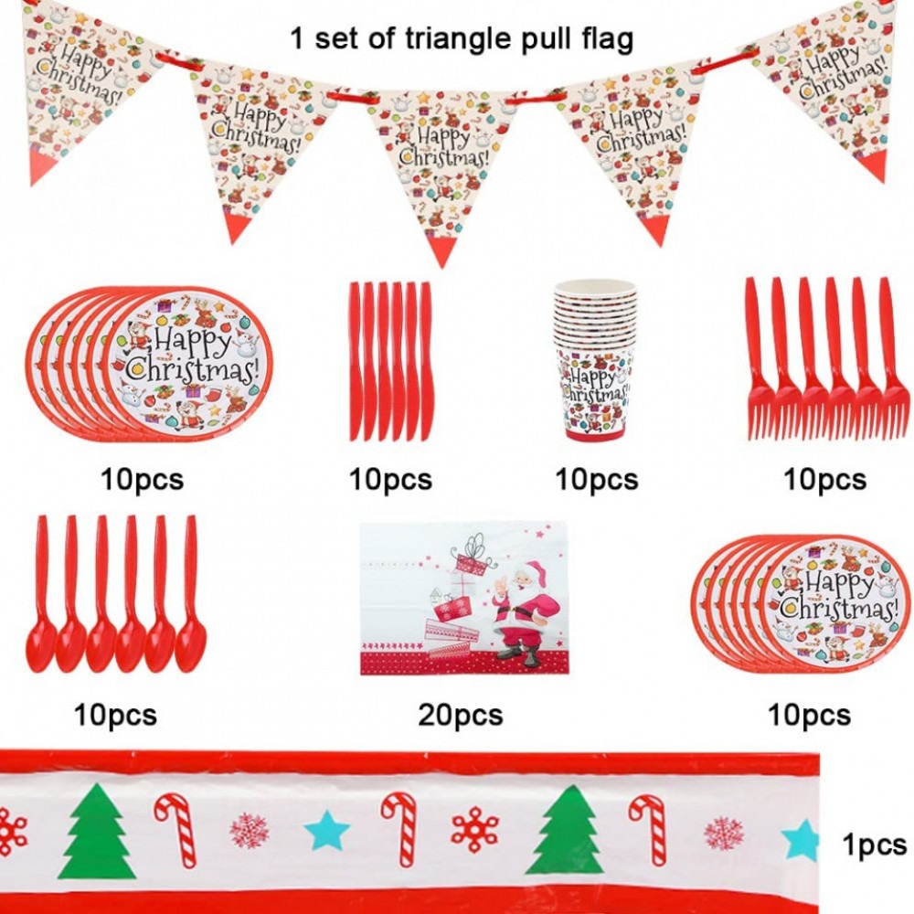 Set de vesela pentru petrecere Ksopsdey, hartie/plastic, multicolor, 82 piese