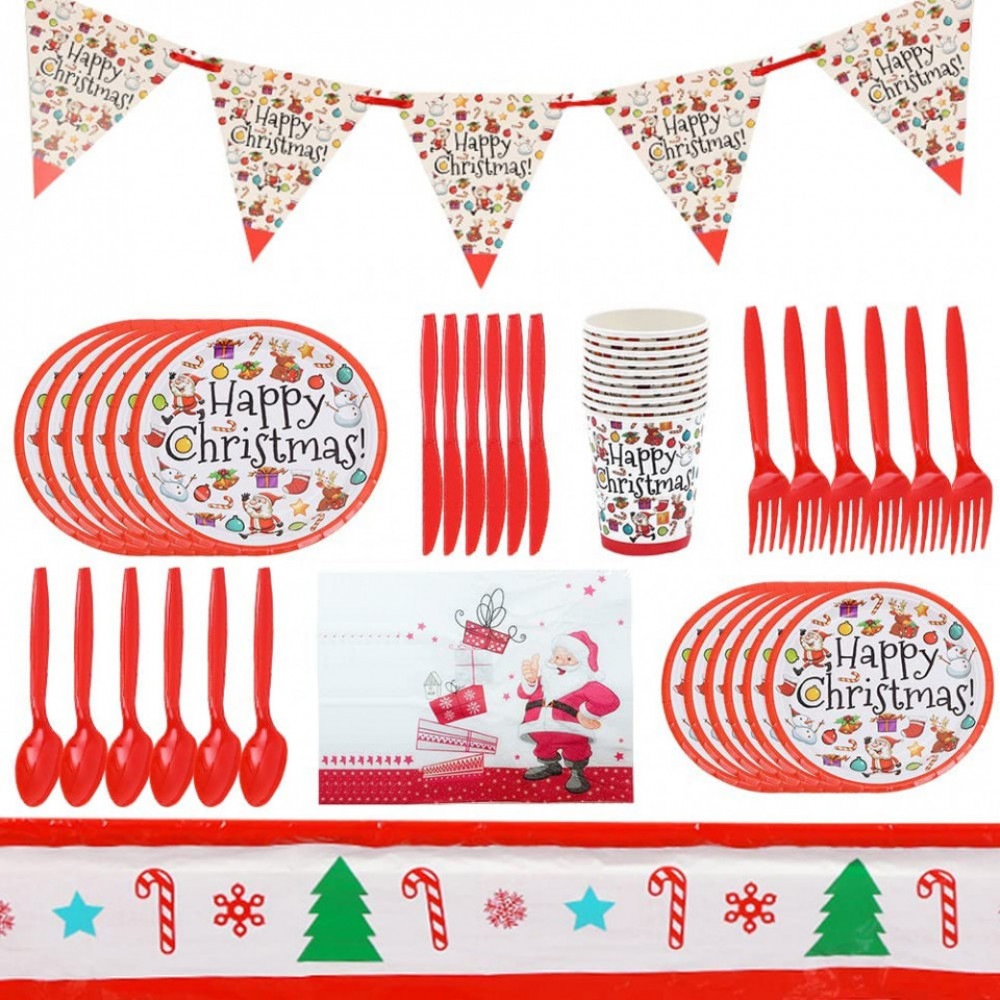 Set de vesela pentru petrecere Ksopsdey, hartie/plastic, multicolor, 82 piese