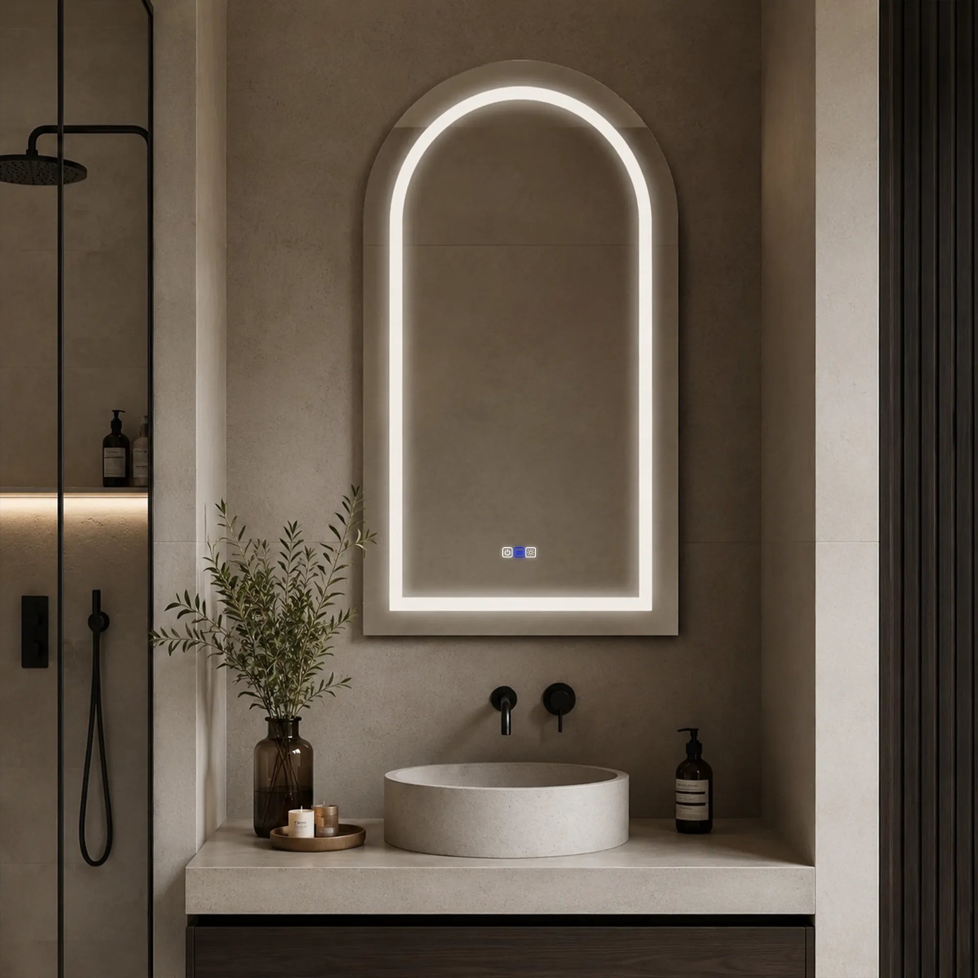 Oglinda LED Reyze Gama Salono Model LED 1, 60x140 cm Semiovala 2, LED 6000K Rece, Control intrerupator perete