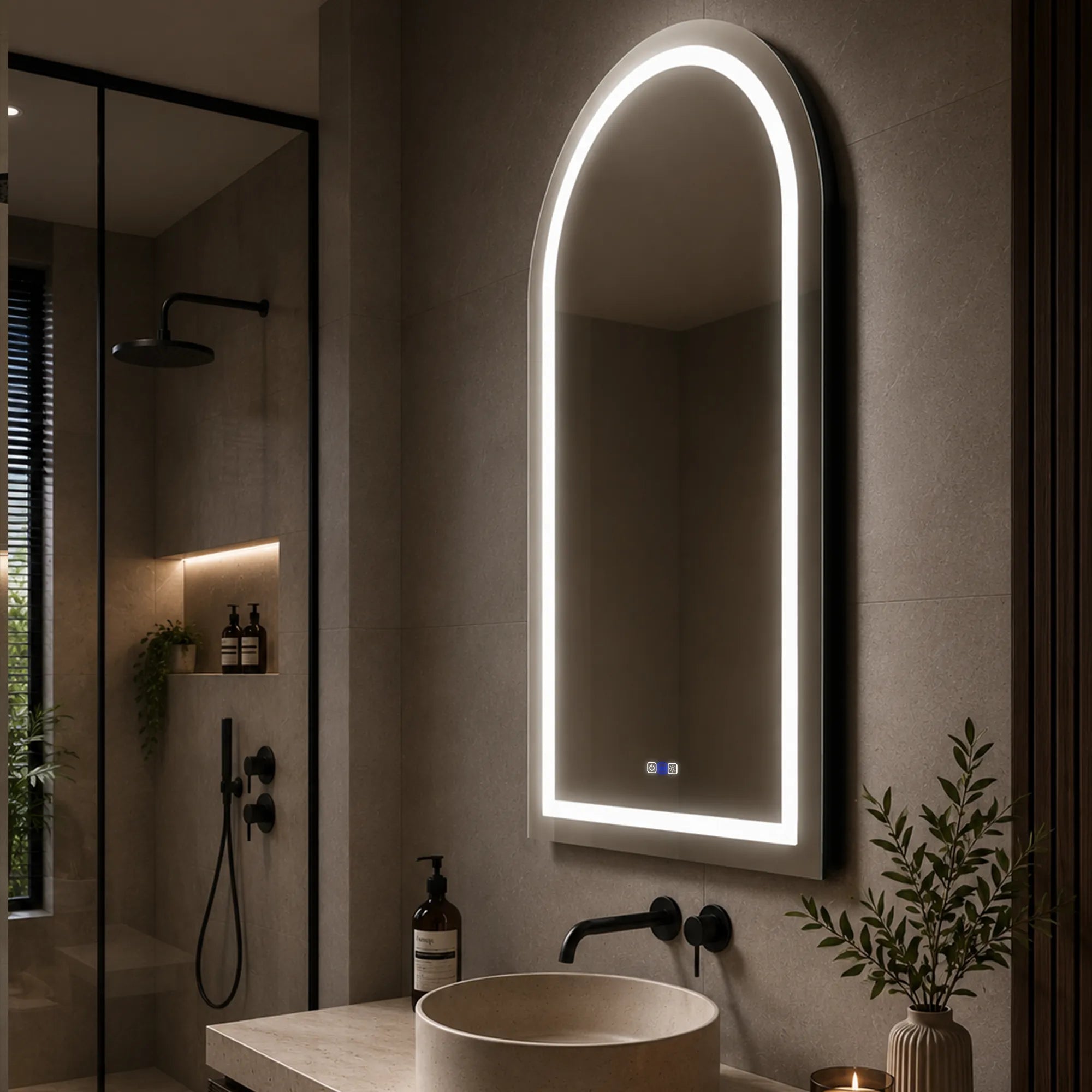 Oglinda LED Reyze Gama Salono Model LED 1, 80x140 cm Semiovala 2, LED 4000K Neutru, Buton touch LED