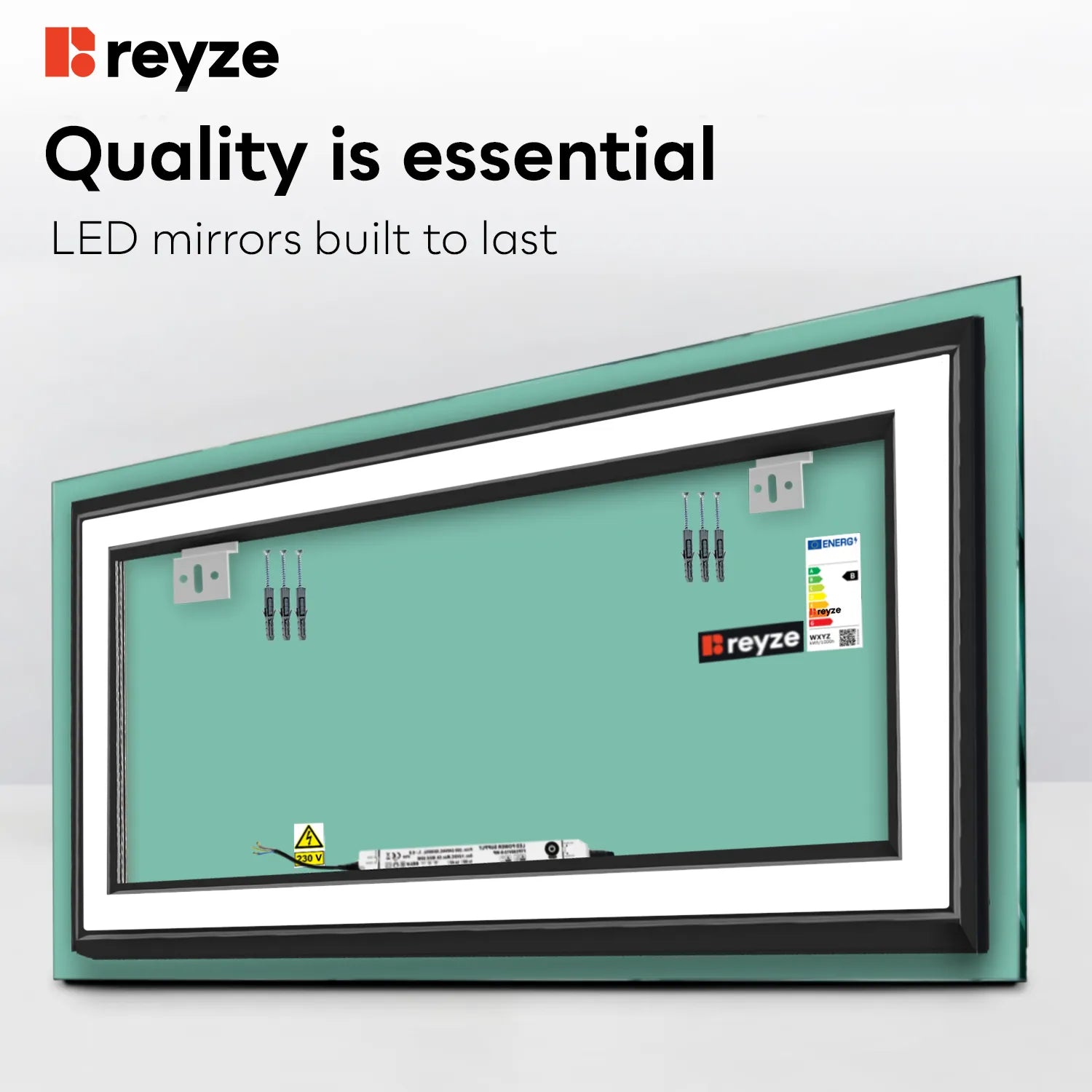 Oglinda LED Reyze Gama Salono Model LED 2, 190x100 cm, Orizontala, LED 6000K Rece, Control intrerupator perete