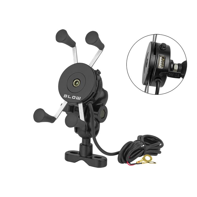 Suport de telefon pentru bicicleta si motocicleta, incarcator USB, negru