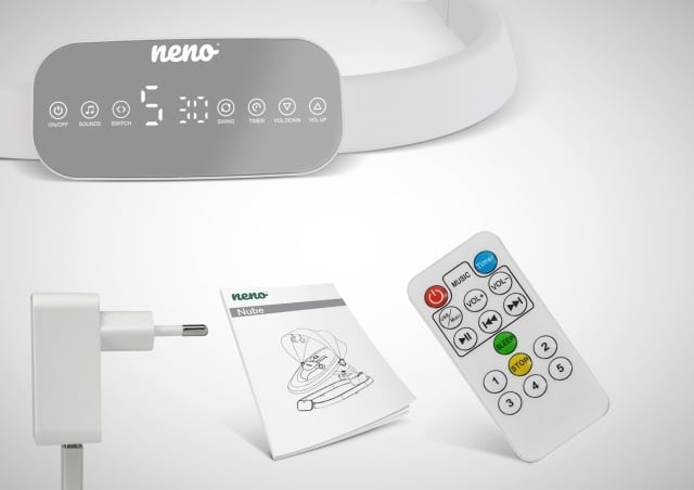 Leagan electronic bebelusi Neno Nube, 10 melodii, conectare Bluetooth
