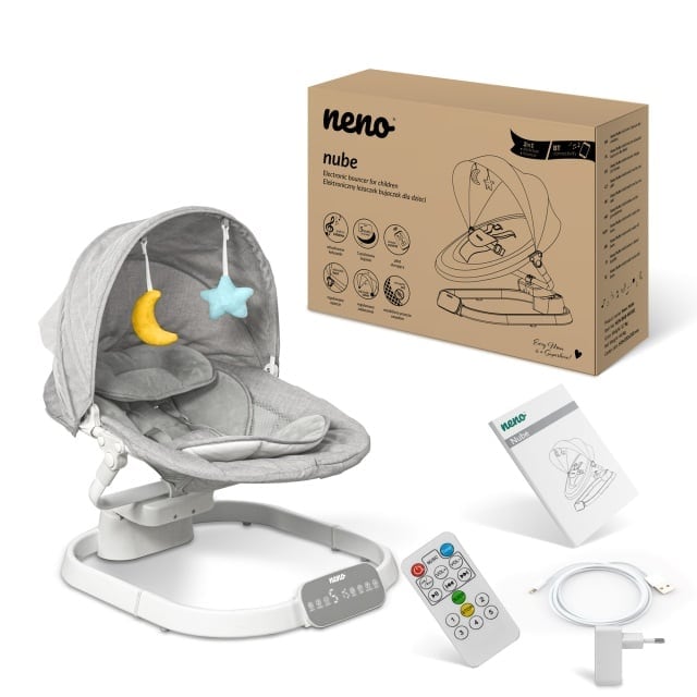 Leagan electronic bebelusi Neno Nube, 10 melodii, conectare Bluetooth