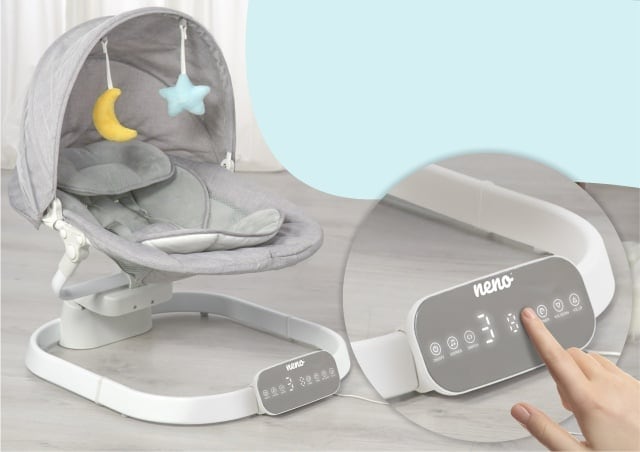 Leagan electronic bebelusi Neno Nube, 10 melodii, conectare Bluetooth