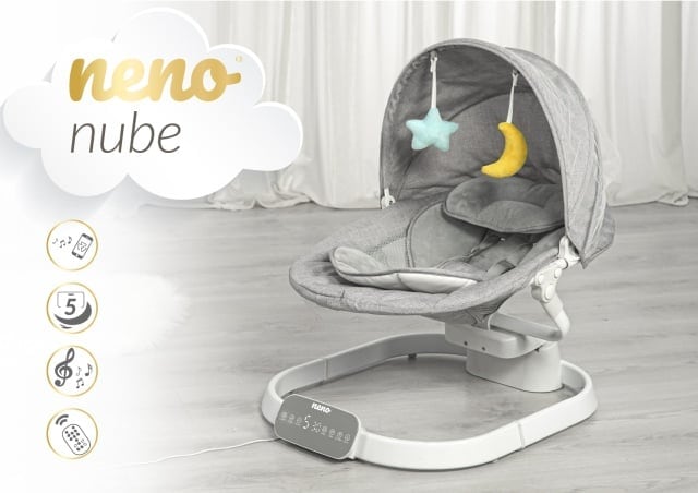 Leagan electronic bebelusi Neno Nube, 10 melodii, conectare Bluetooth