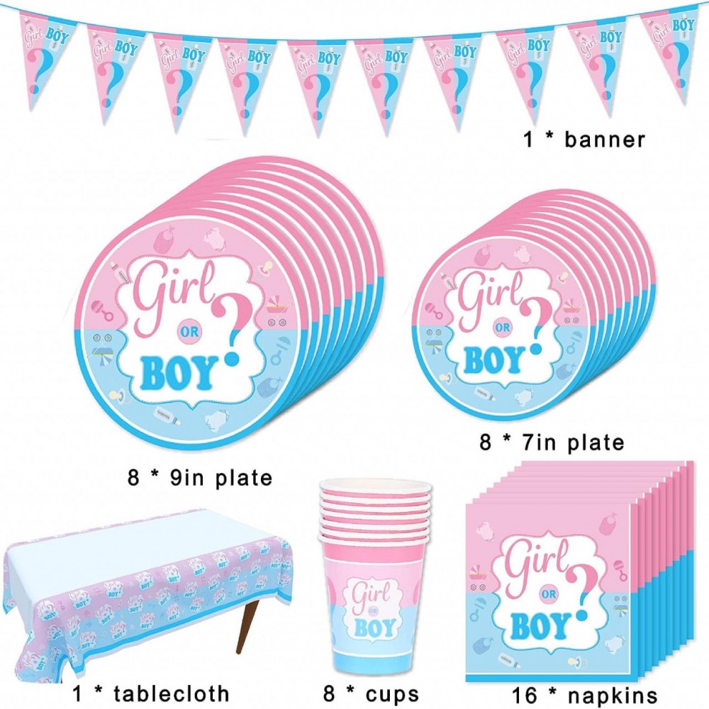 Set de vesela pentru petrecerea bebelusului FCQLFYF, hartie, multicolor, 42 piese , pentru 8 persoane