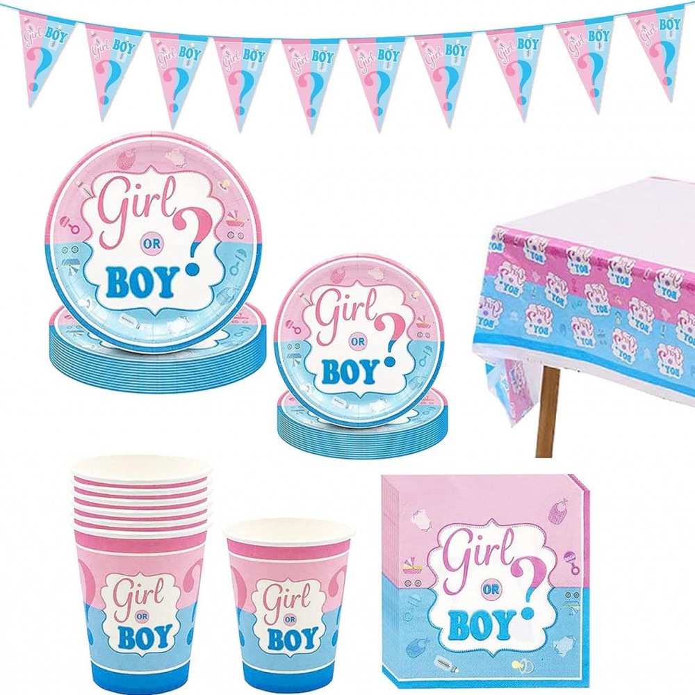 Set de vesela pentru petrecerea bebelusului FCQLFYF, hartie, multicolor, 42 piese , pentru 8 persoane